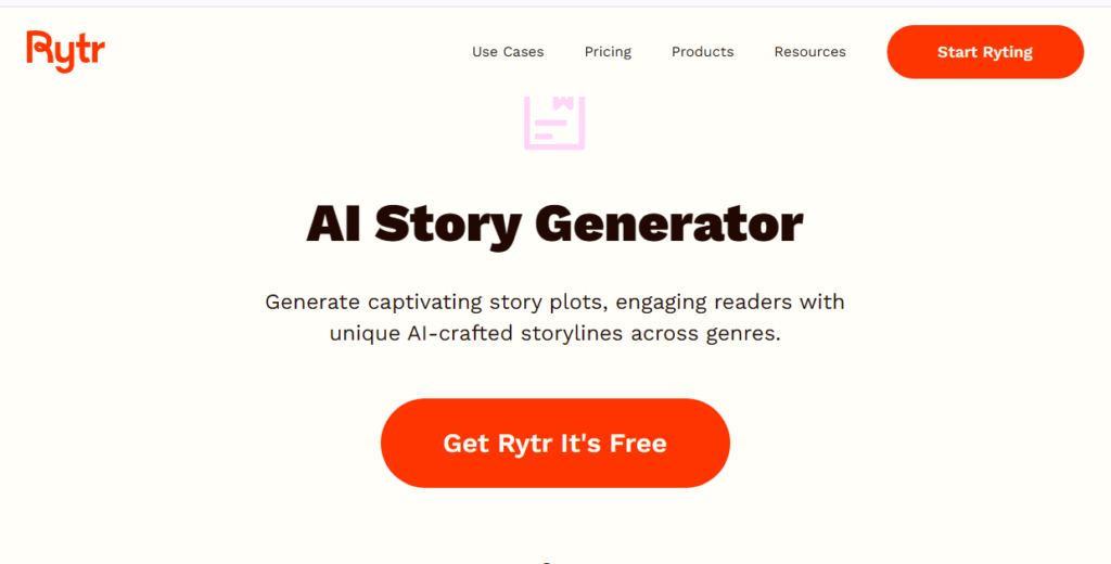 AI story generator by Rytr