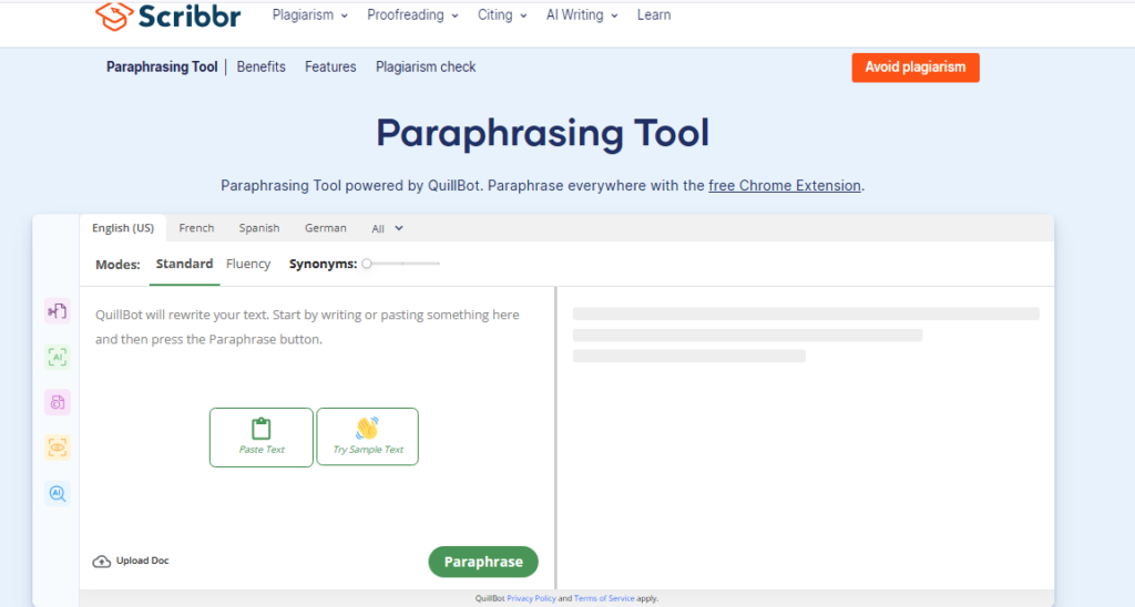 Scribbr paraphrasing tool